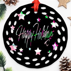 Happy Holidays 5 Ornament (round Filigree) 