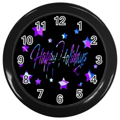 Happy Holidays 6 Wall Clocks (black) by Valentinaart