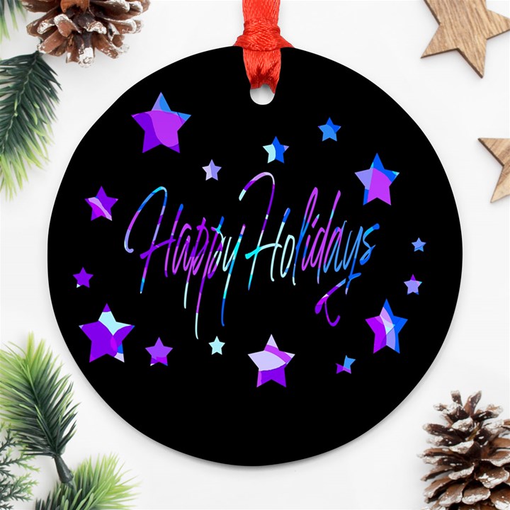 Happy Holidays 6 Round Ornament (Two Sides) 