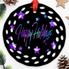 Happy Holidays 6 Ornament (round Filigree)  by Valentinaart