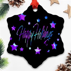 Happy Holidays 6 Snowflake Ornament (2-side)