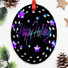 Happy Holidays 6 Oval Filigree Ornament (2-side) 