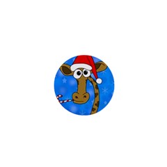 Xmas Giraffe - Blue 1  Mini Magnets by Valentinaart