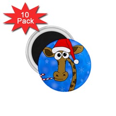 Xmas Giraffe - Blue 1 75  Magnets (10 Pack)  by Valentinaart