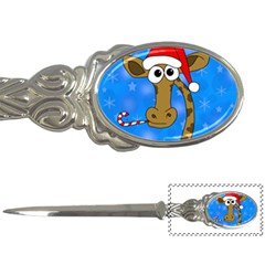 Xmas Giraffe - Blue Letter Openers by Valentinaart