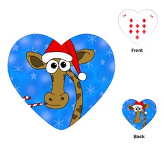 Xmas Giraffe - Blue Playing Cards (heart) 