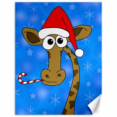 Xmas Giraffe - Blue Canvas 12  X 16   by Valentinaart