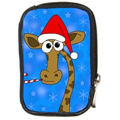 Xmas Giraffe - Blue Compact Camera Cases by Valentinaart