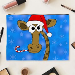 Xmas Giraffe - Blue Cosmetic Bag (xl) by Valentinaart