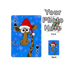 Xmas Giraffe - Blue Playing Cards 54 (mini)  by Valentinaart