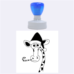 Xmas Giraffe - Blue Rubber Round Stamps (large) by Valentinaart