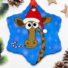 Xmas Giraffe - Blue Ornament (snowflake) 