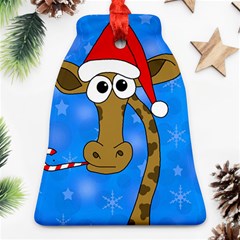 Xmas Giraffe - Blue Bell Ornament (2 Sides)