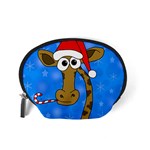 Xmas giraffe - blue Accessory Pouches (Small)  Back