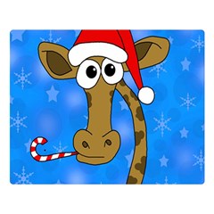 Xmas Giraffe - Blue Double Sided Flano Blanket (large)  by Valentinaart