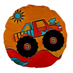 Colorful Car Design For Kids  Large 18  Premium Flano Round Cushions by GabriellaDavid