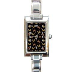 Insects Motif Pattern Rectangle Italian Charm Watch by dflcprints