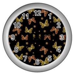 Insects Motif Pattern Wall Clocks (silver)  by dflcprints