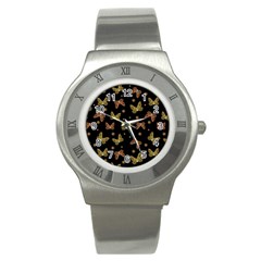 Insects Motif Pattern Stainless Steel Watch