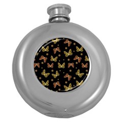 Insects Motif Pattern Round Hip Flask (5 Oz)