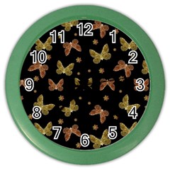 Insects Motif Pattern Color Wall Clocks by dflcprints