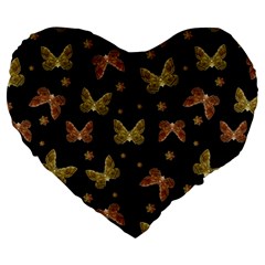 Insects Motif Pattern Large 19  Premium Heart Shape Cushions