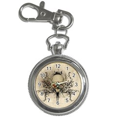 Awesome Skull With Flowers And Grunge Key Chain Watches by FantasyWorld7