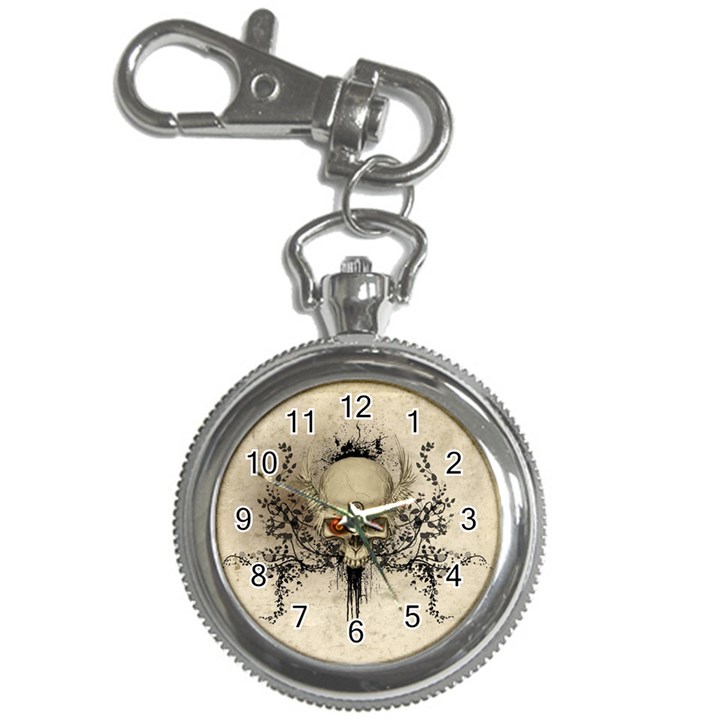 Awesome Skull With Flowers And Grunge Key Chain Watches