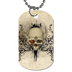 Awesome Skull With Flowers And Grunge Dog Tag (one Side)