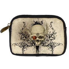 Awesome Skull With Flowers And Grunge Digital Camera Cases