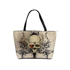 Awesome Skull With Flowers And Grunge Shoulder Handbags