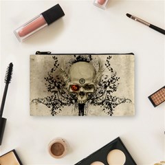 Awesome Skull With Flowers And Grunge Cosmetic Bag (small) 