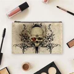 Awesome Skull With Flowers And Grunge Cosmetic Bag (medium) 