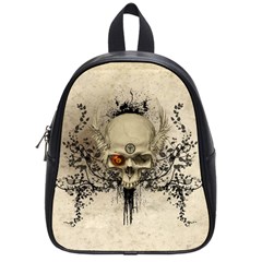 Awesome Skull With Flowers And Grunge School Bags (small) 