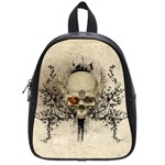 Awesome Skull With Flowers And Grunge School Bags (Small)  Front