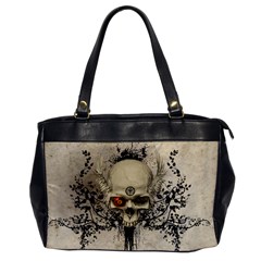 Awesome Skull With Flowers And Grunge Office Handbags