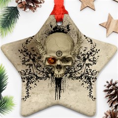 Awesome Skull With Flowers And Grunge Ornament (star) 