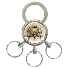 Awesome Skull With Flowers And Grunge 3-ring Key Chains by FantasyWorld7