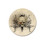 Awesome Skull With Flowers And Grunge Magnet 3  (Round) Front