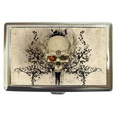 Awesome Skull With Flowers And Grunge Cigarette Money Cases