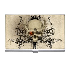 Awesome Skull With Flowers And Grunge Business Card Holders by FantasyWorld7