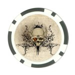 Awesome Skull With Flowers And Grunge Poker Chip Card Guards Front