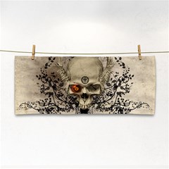 Awesome Skull With Flowers And Grunge Hand Towel