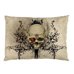 Awesome Skull With Flowers And Grunge Pillow Case