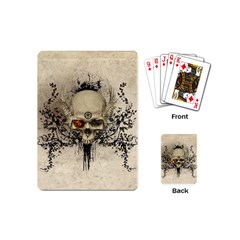 Awesome Skull With Flowers And Grunge Playing Cards (mini) 