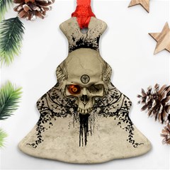 Awesome Skull With Flowers And Grunge Christmas Tree Ornament (2 Sides)