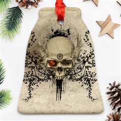 Awesome Skull With Flowers And Grunge Bell Ornament (2 Sides)