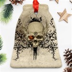 Awesome Skull With Flowers And Grunge Bell Ornament (2 Sides) Front