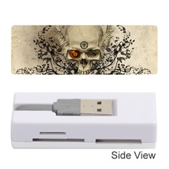 Awesome Skull With Flowers And Grunge Memory Card Reader (stick)  by FantasyWorld7