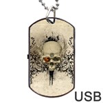 Awesome Skull With Flowers And Grunge Dog Tag USB Flash (Two Sides)  Back